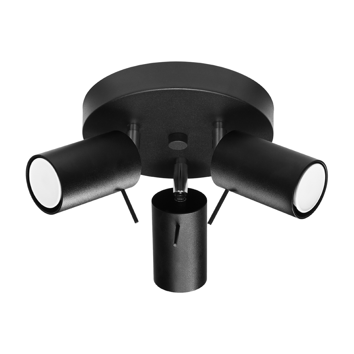 Oringo Round Ceiling Spotlight, 3 Lamp, Black, Adjustable Heads, 20cm Diameter