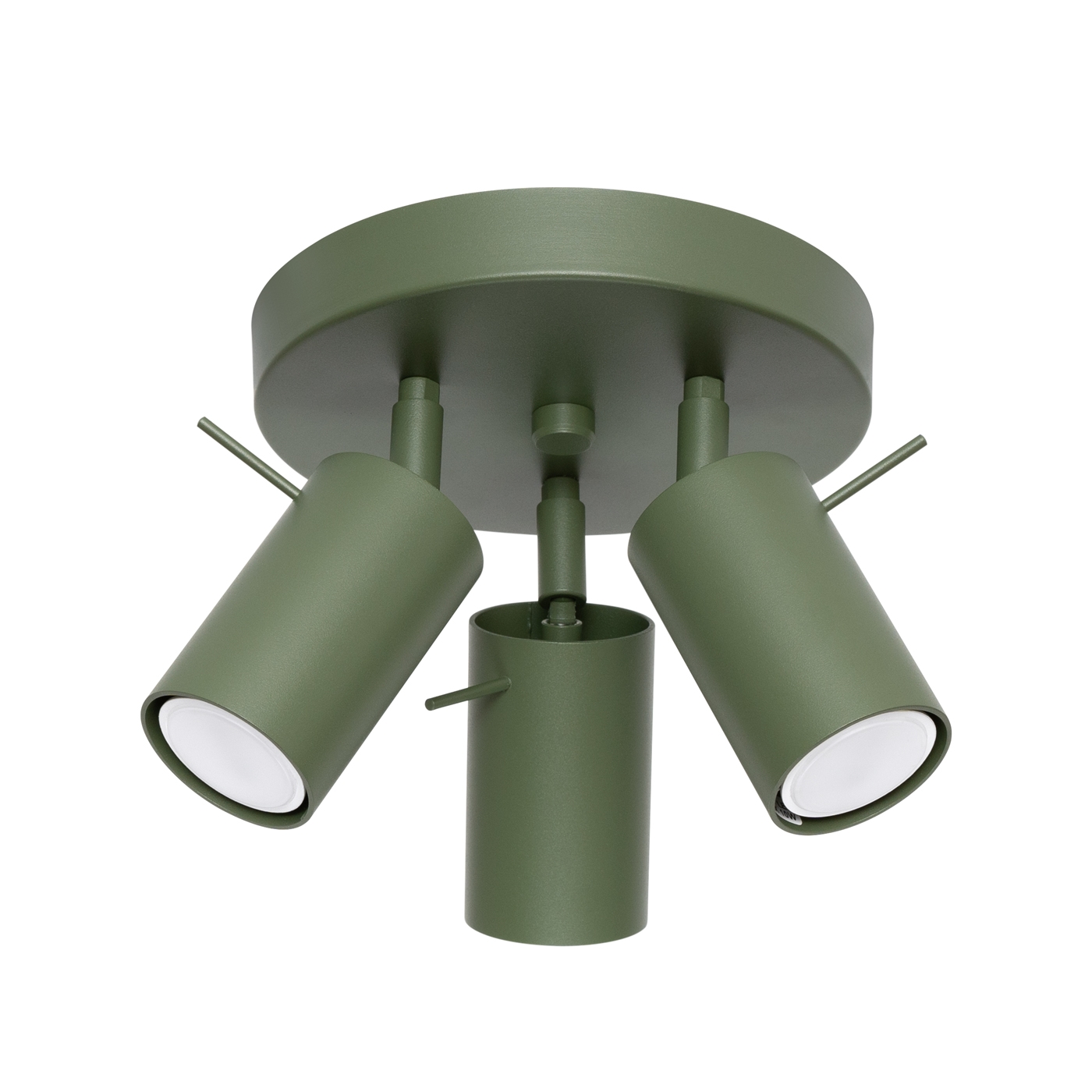 Oringo Round Ceiling Spotlight, 3 Light, Olive Green, Metal, Adjustable Heads, 19.5cm Diameter