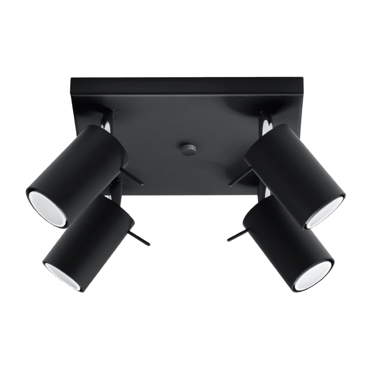 Oringo 4 Light Square Ceiling Spotlight, Black, Adjustable Heads, 25cm Wide