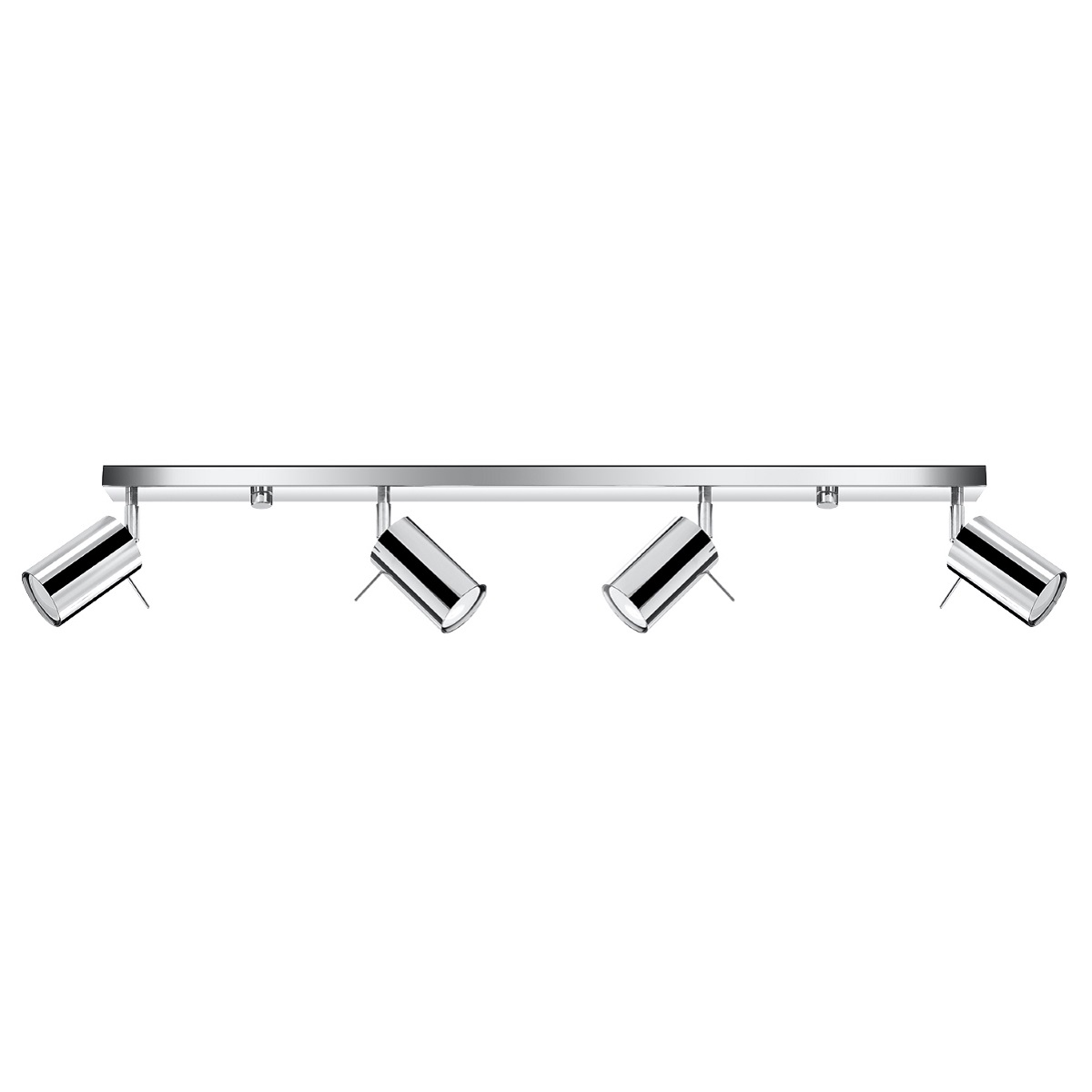 Oringo 4 Lamp Ceiling Spotlight, Chrome, Metal Bar, Adjustable Heads, 80cm Length