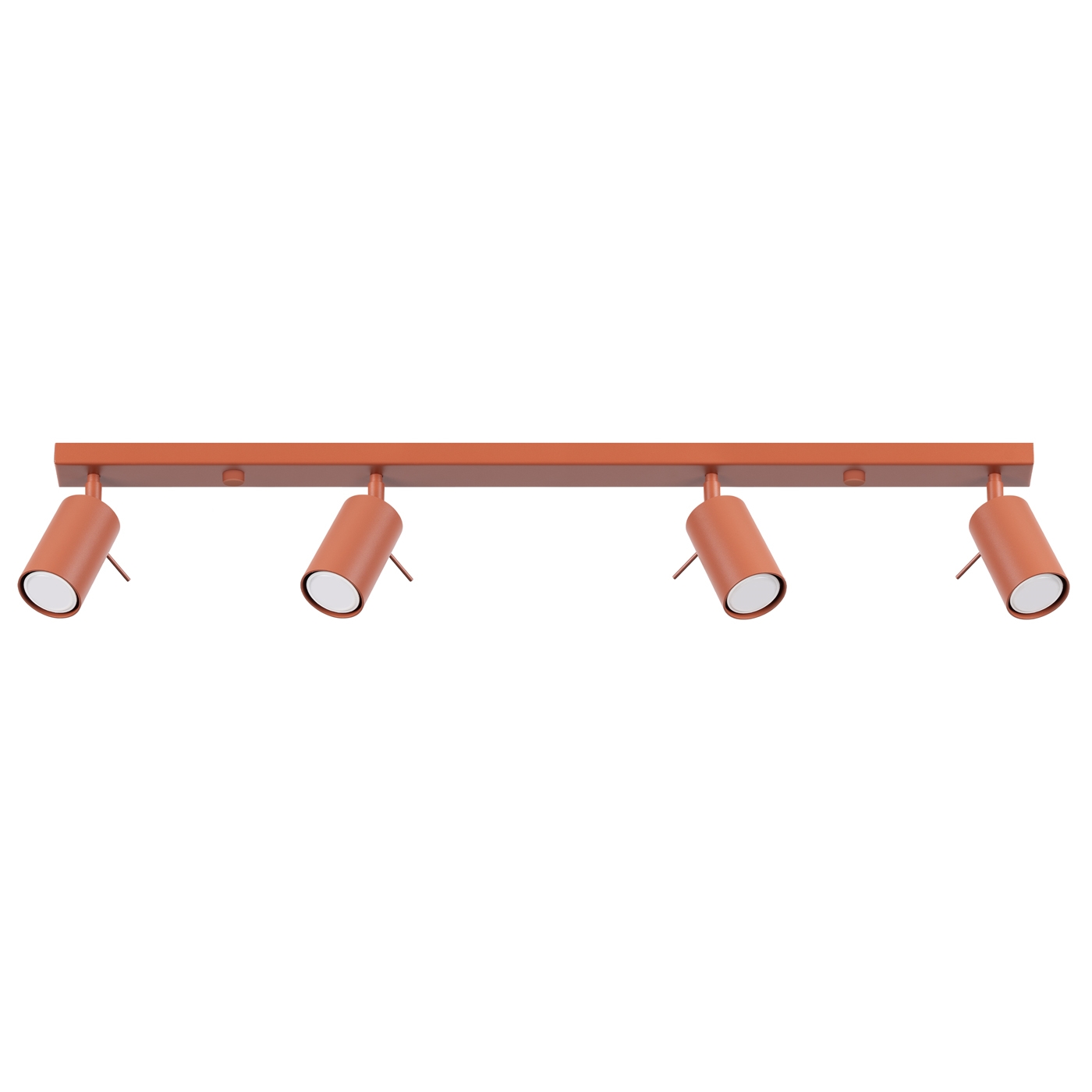 Oringo 4 Lamp Ceiling Spotlight, Terracotta Red, Metal Bar, Adjustable Heads, 81cm Length