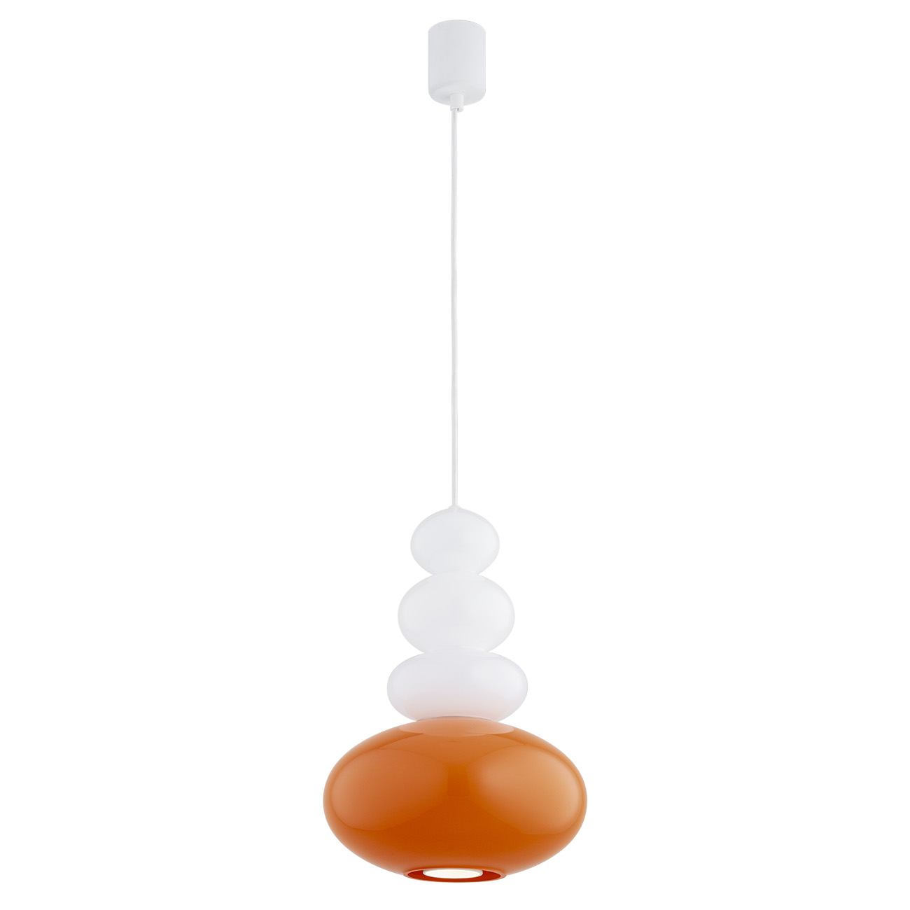 Rodrigo White & Orange Pendant Light, Glass, 1 Lamp, 27cm Width