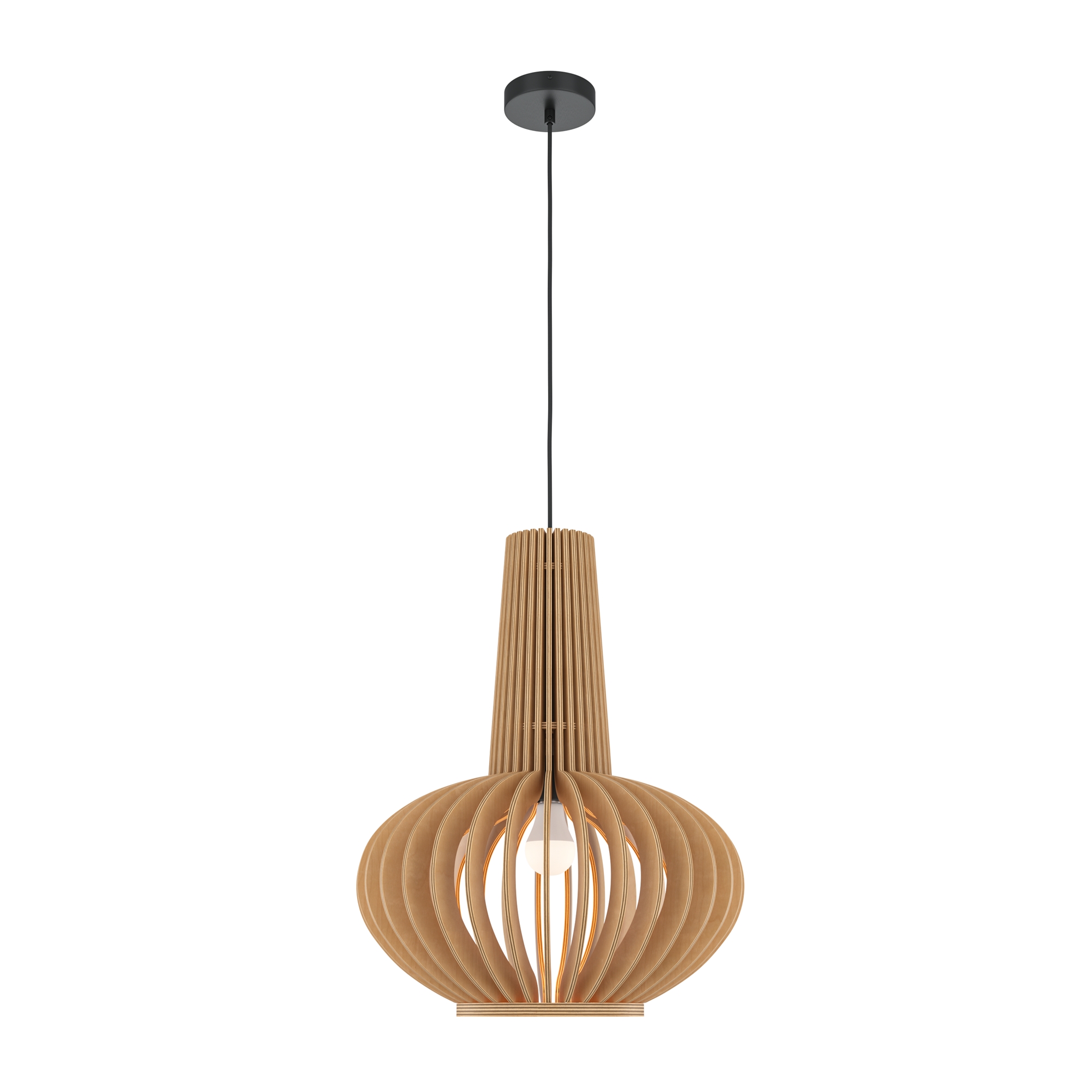 Roots Medium Pendant Light, 1 Lamp, Wood, Beige & Black, 35cm Diameter