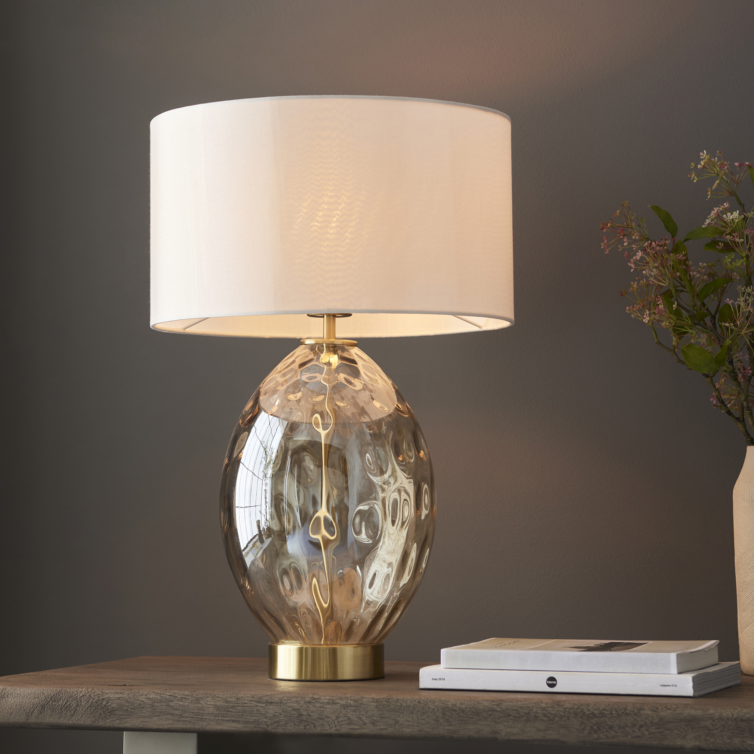 Quell Touch Table Lamp, Brass, Glass