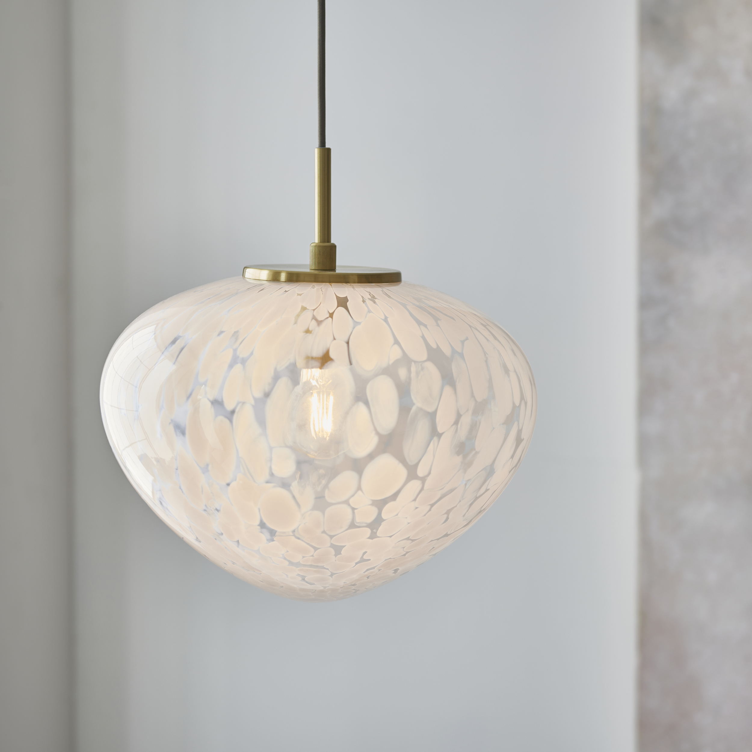 Ember Pendant Lamp, Brass, Frosted Glass, 33cm