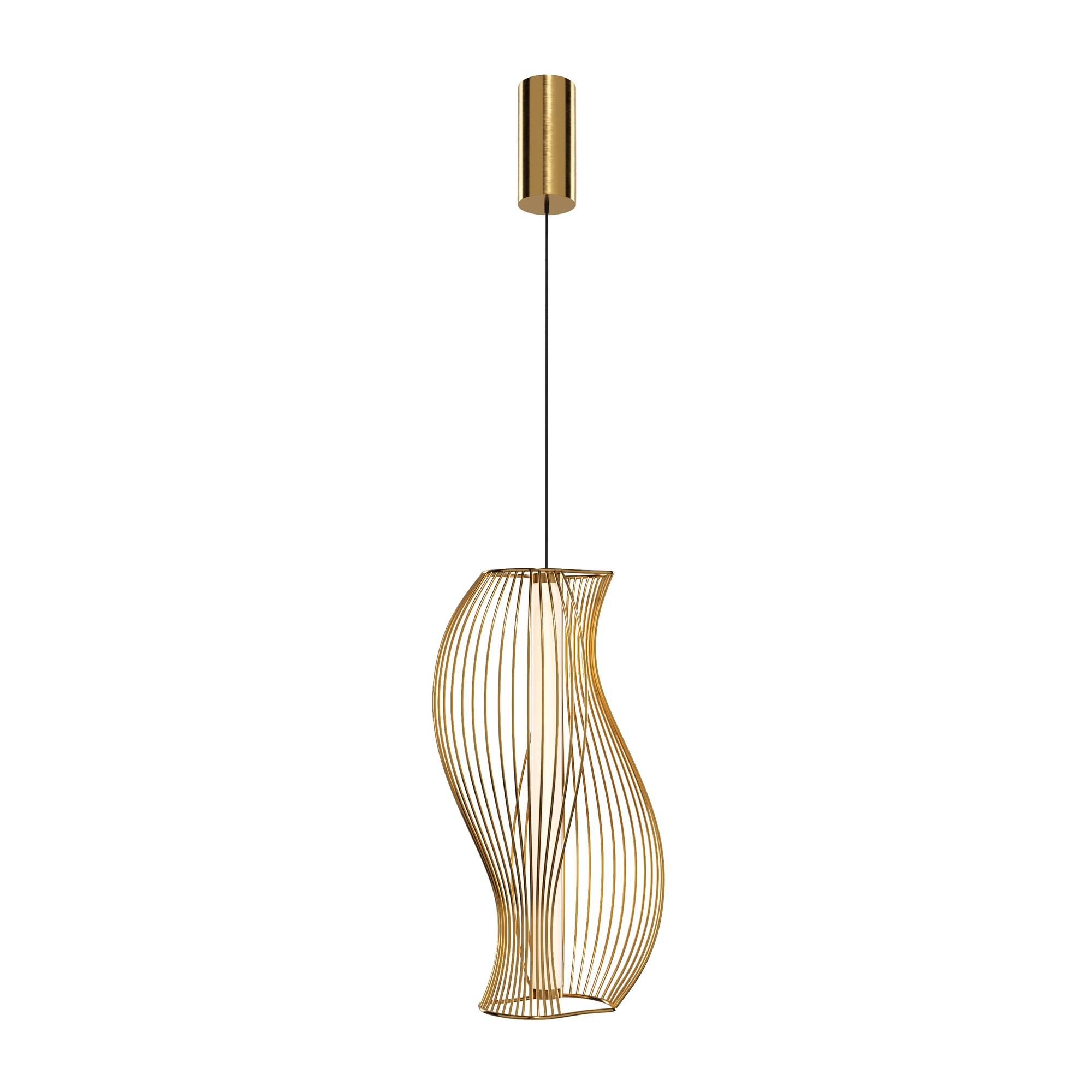 Shadows Brass Wire Sculptured LED Pendant Light, 20W, 3000K, 21cm Wide