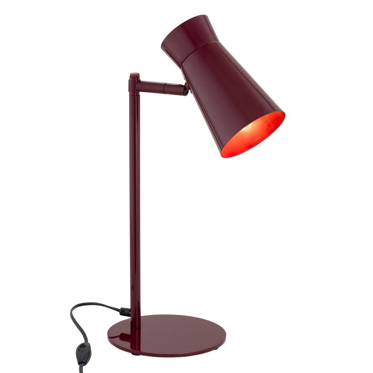 Nard Adjustable Desk Lamp, Barolo Burgundy Steel, 45cm Height