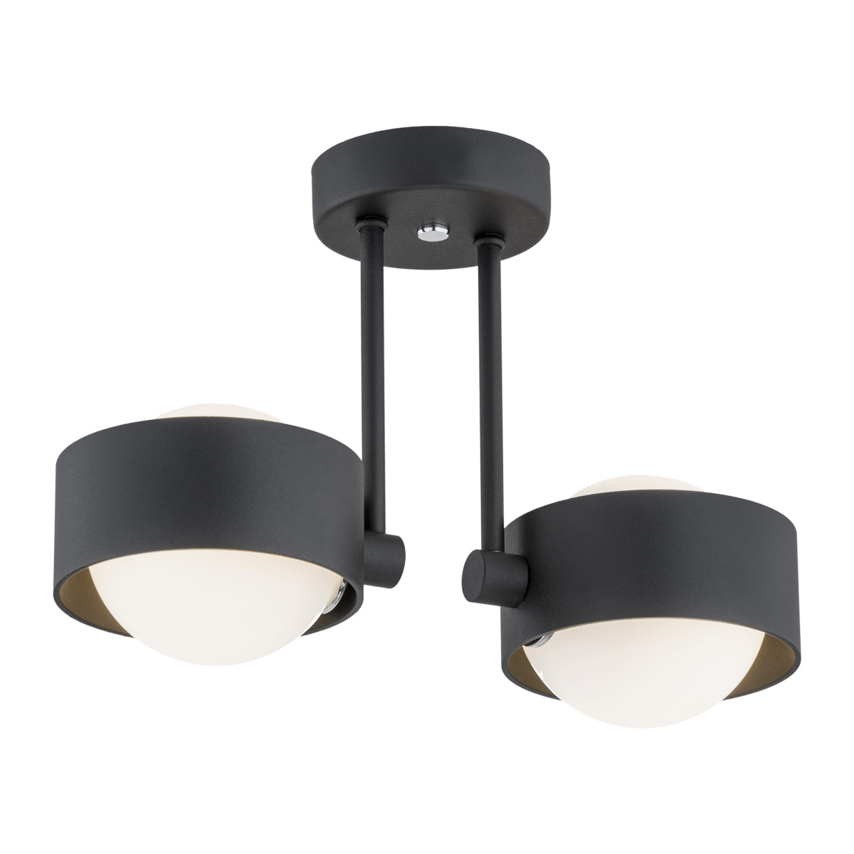 Simo IP44 Ceiling Lamp, 2 Light Semi Flush, Black, 34cm Width