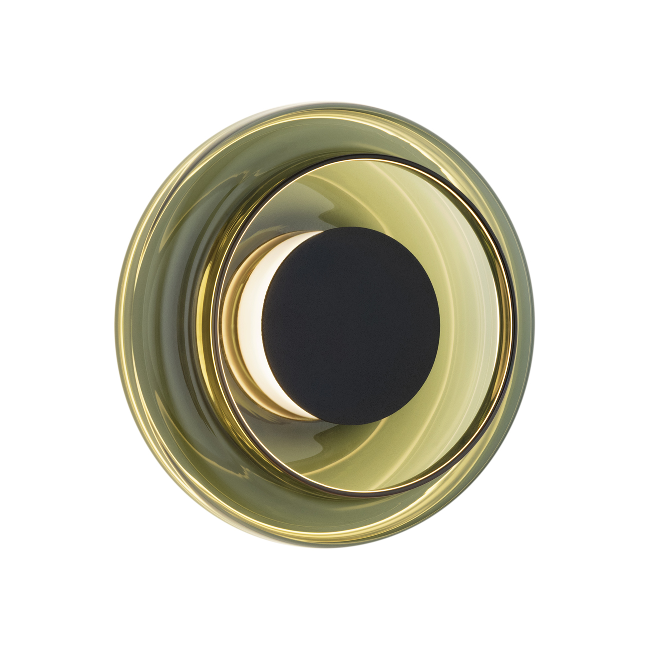 Sophie LED Wall Light, Smoked Olive Glass, 3000k Warm White, 20cm Diameter