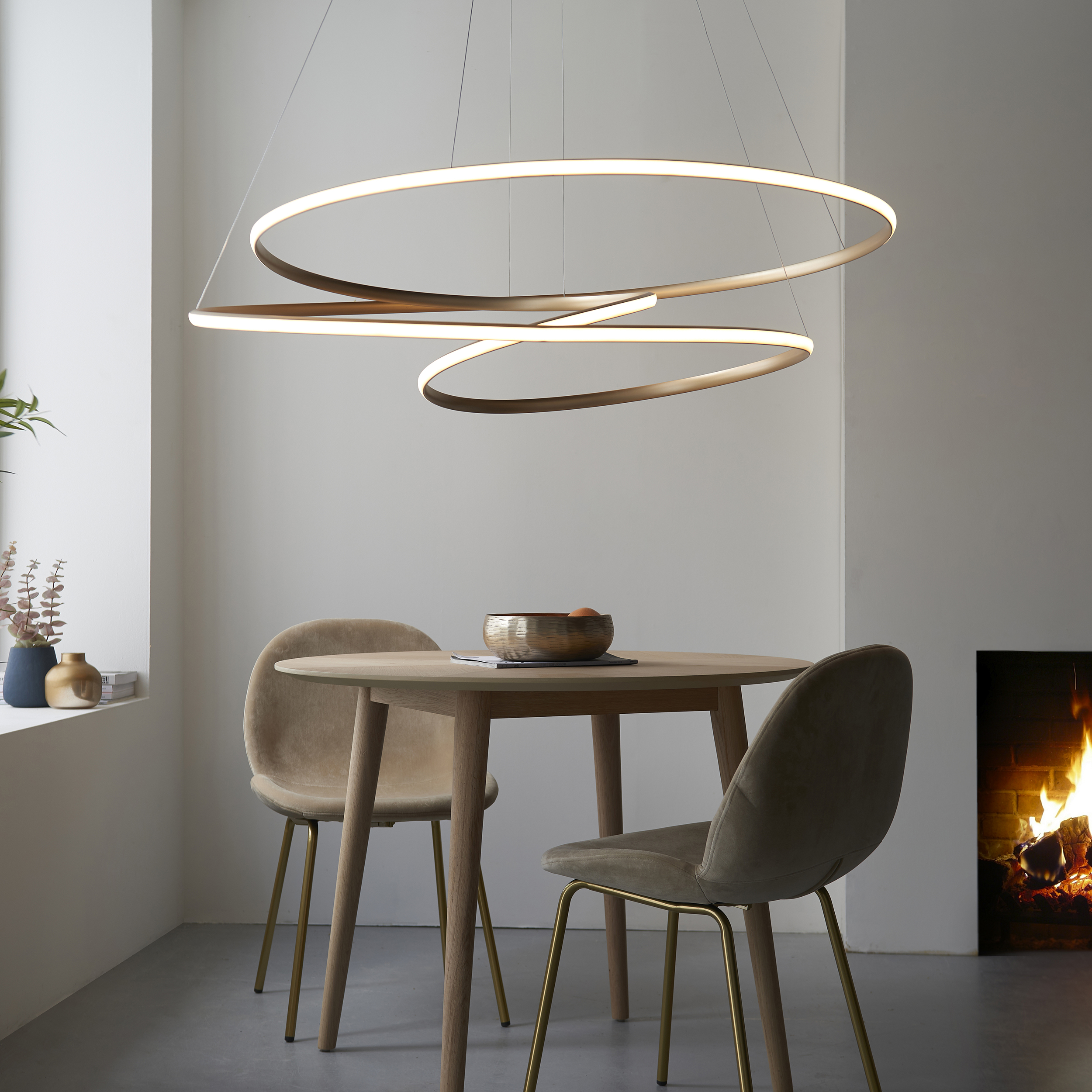 Vim LED Pendant Light, Gold, Swirl, Extra Large, 116cm