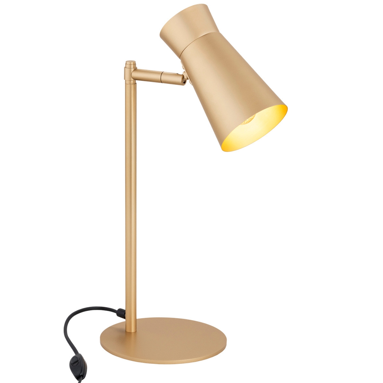 Nard Adjustable Desk Lamp, Gold Steel, 45cm Height