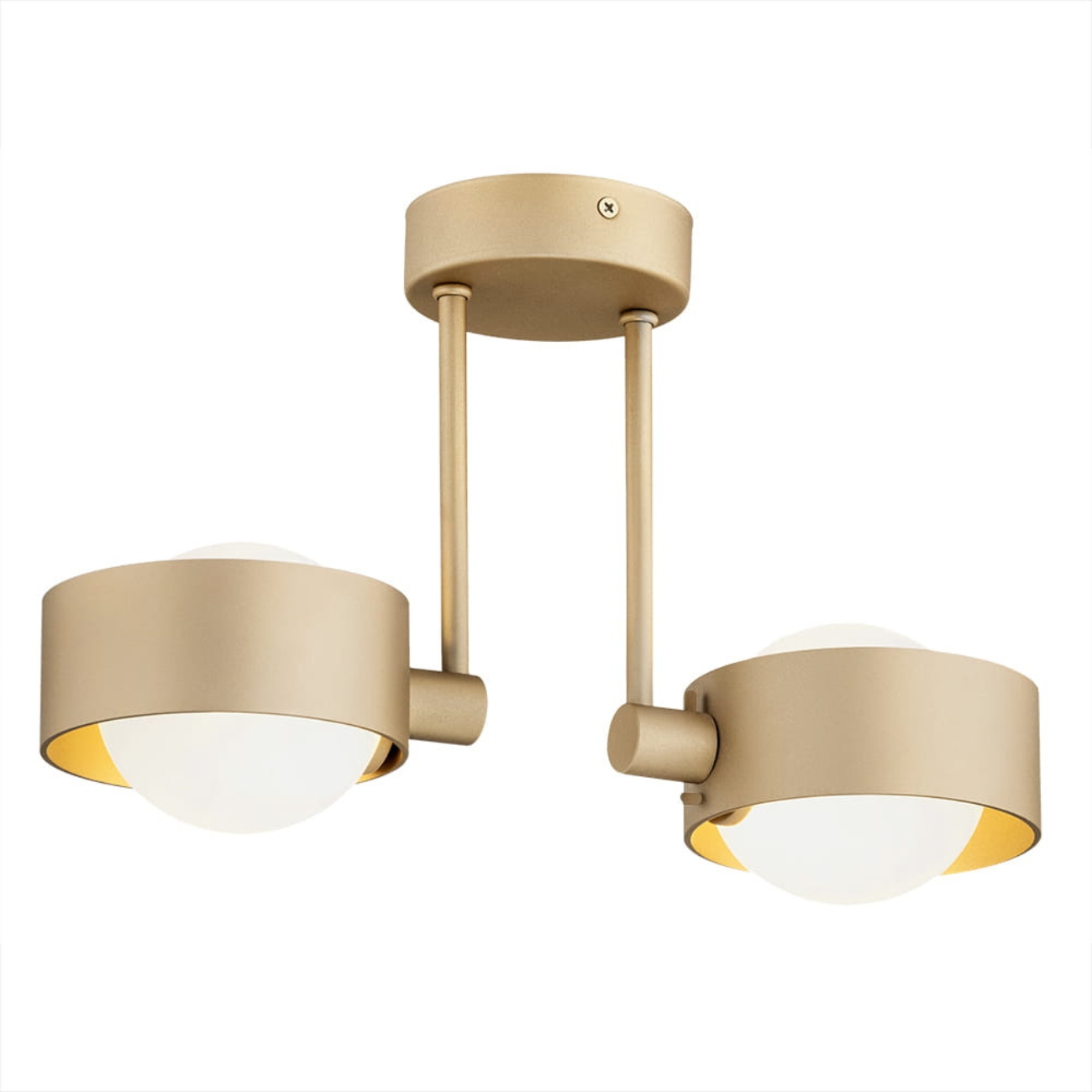 Simo IP44 Gold Ceiling Light, Semi Flush, 2 Light, 34cm Width