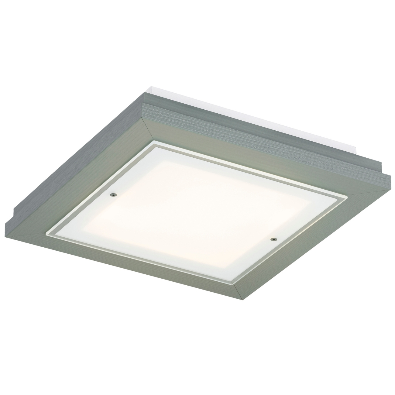 Tayber Large Dark Sage Flush Ceiling Lamp, 4 Light, Glass, Wood, 52cm Wide