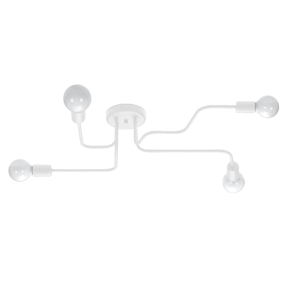 Vekta 4 Light Semi Flush Ceiling Lamp, White Metal, 78cm Length
