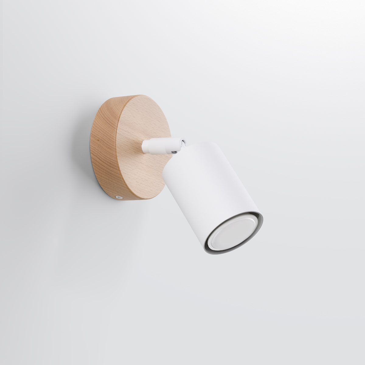 Veurdo 1 Light Wall Lamp, Wood, White Metal Adjustable Shade, 10cm Width