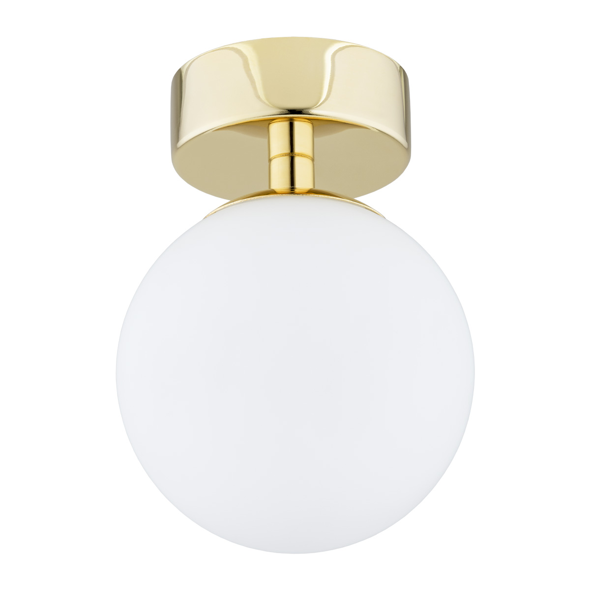 Vio IP44 Flush Ceiling Lamp, 1 Light, Brass, Opal Glass, 12cm