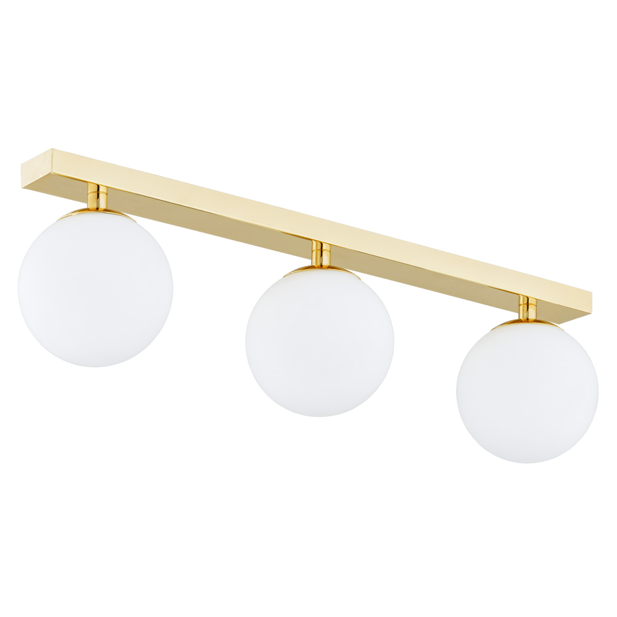 Vio IP44 Ceiling Light, 3 Lamp, Brass, Opal Glass, 60cm
