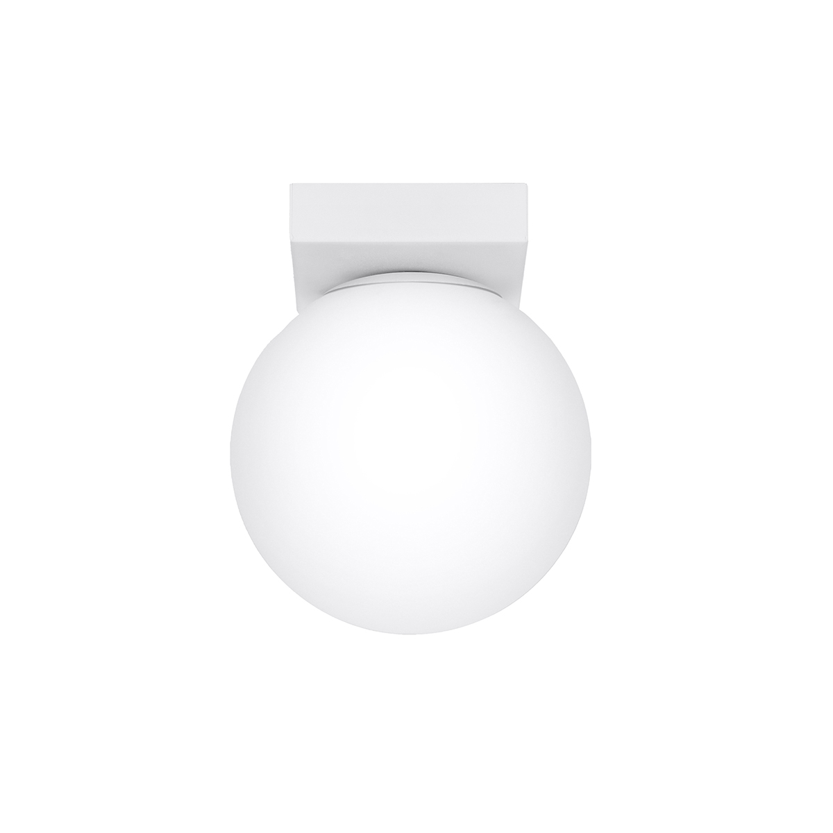 Olie Single Ceiling Lamp, White Metal, White Glass, 12cm Wide